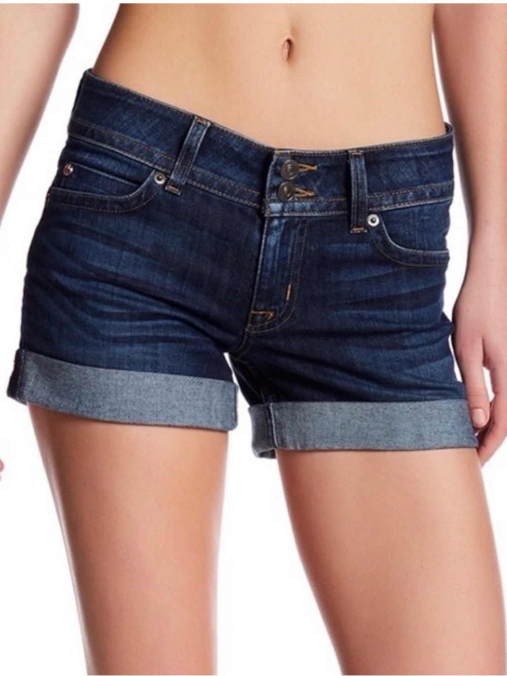 NWT Ruby Mid Thigh Hudson Jeans Rolled Blue Denim Shorts